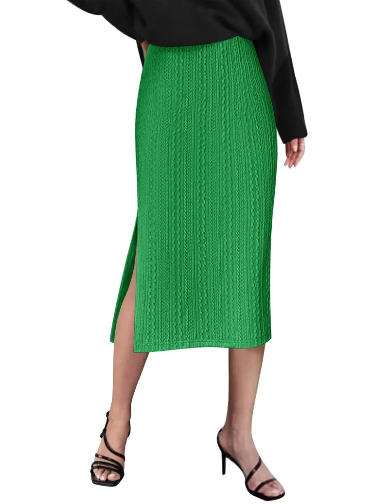 Zeagoo Womens Knit Midi Skirts Casual Pencil Skirt