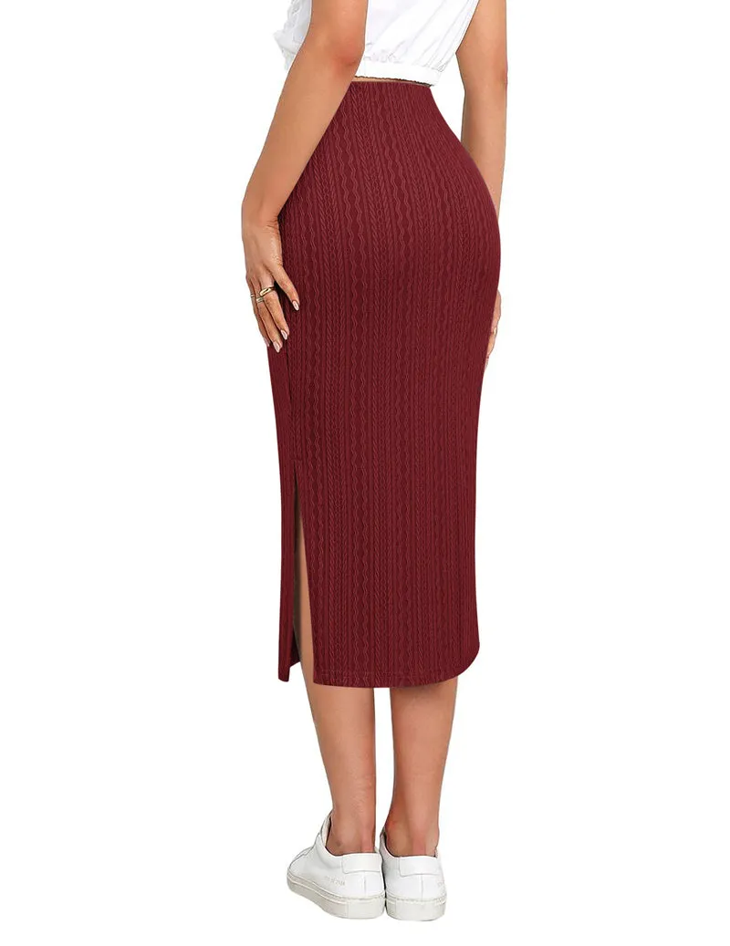 Zeagoo Womens Knit Midi Skirts Casual Pencil Skirt