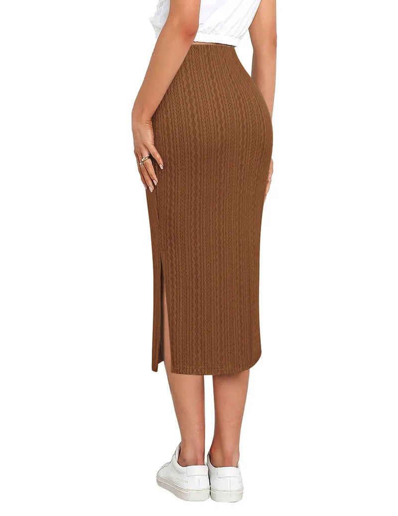 Zeagoo Womens Knit Midi Skirts Casual Pencil Skirt